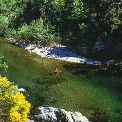 Pêcheur rivière de l'Altier, Lozère