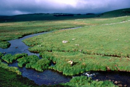 Pêcheur pêche dans la rivière du Bes